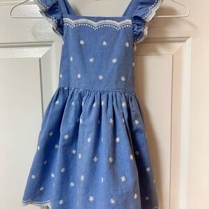 Blue Kids Dress with White Embroidery